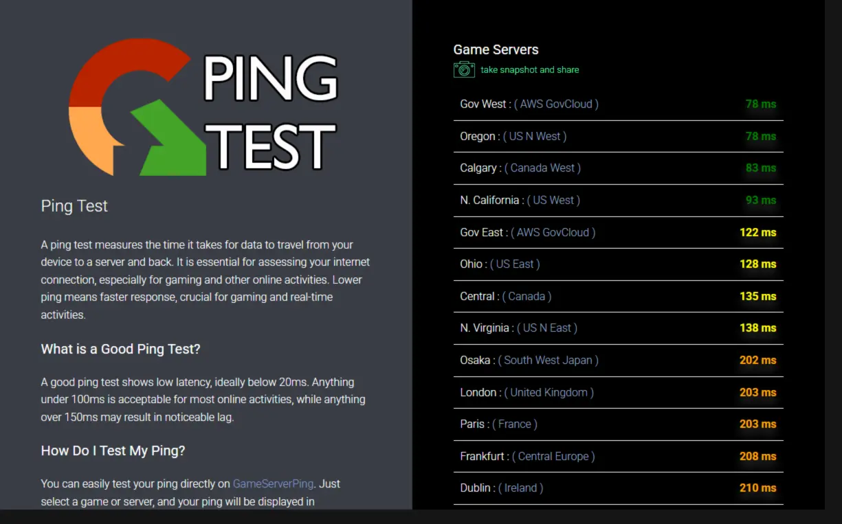 Canada Game Ping