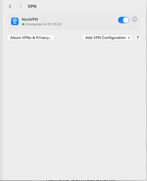 Manual Connection Screenshot