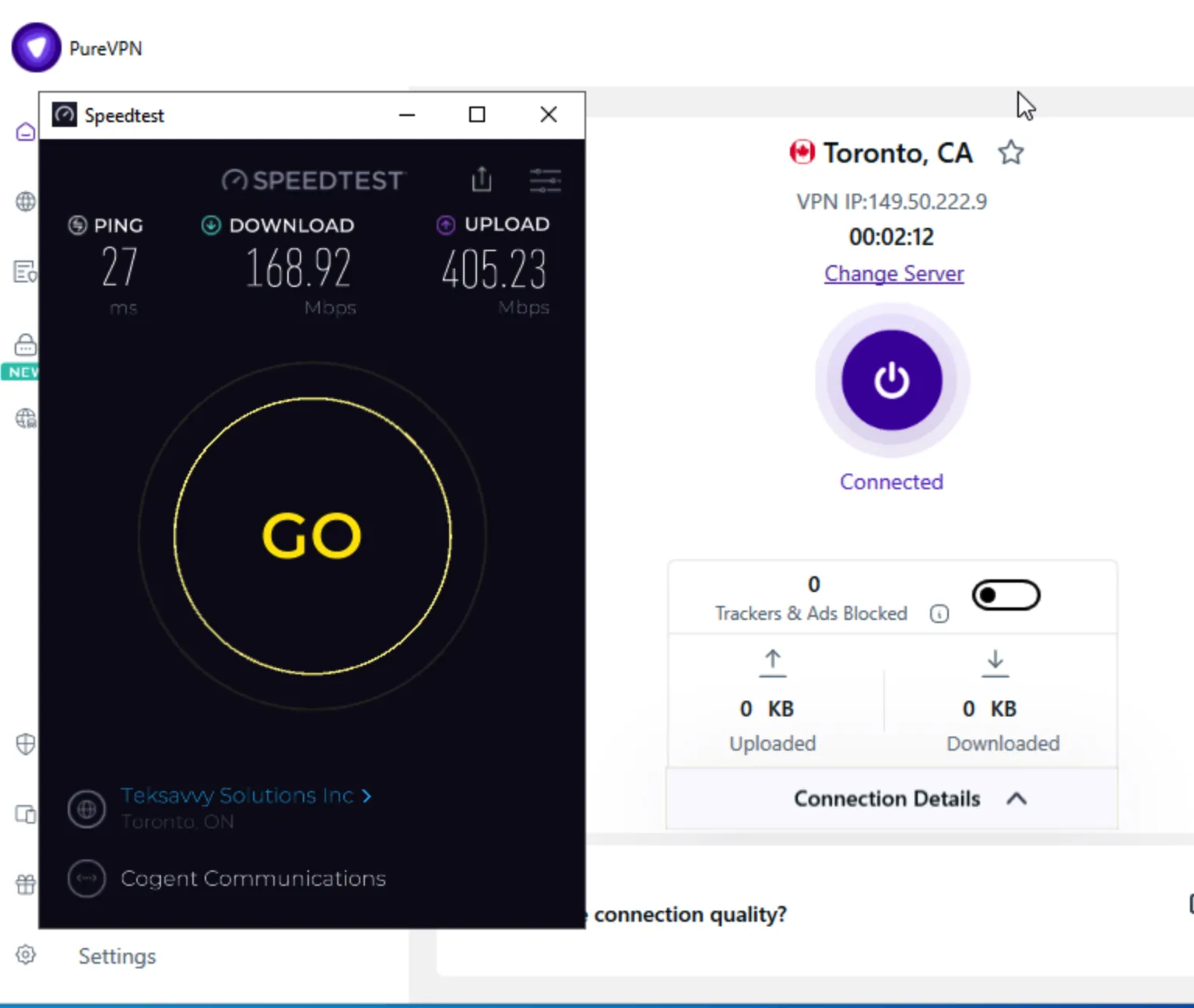 PureVPN Canada Speed Test